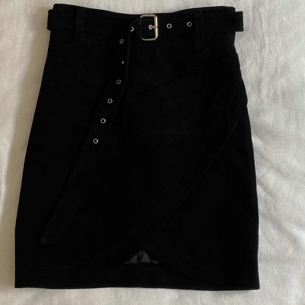 Iro Black Suede Belted Skirt